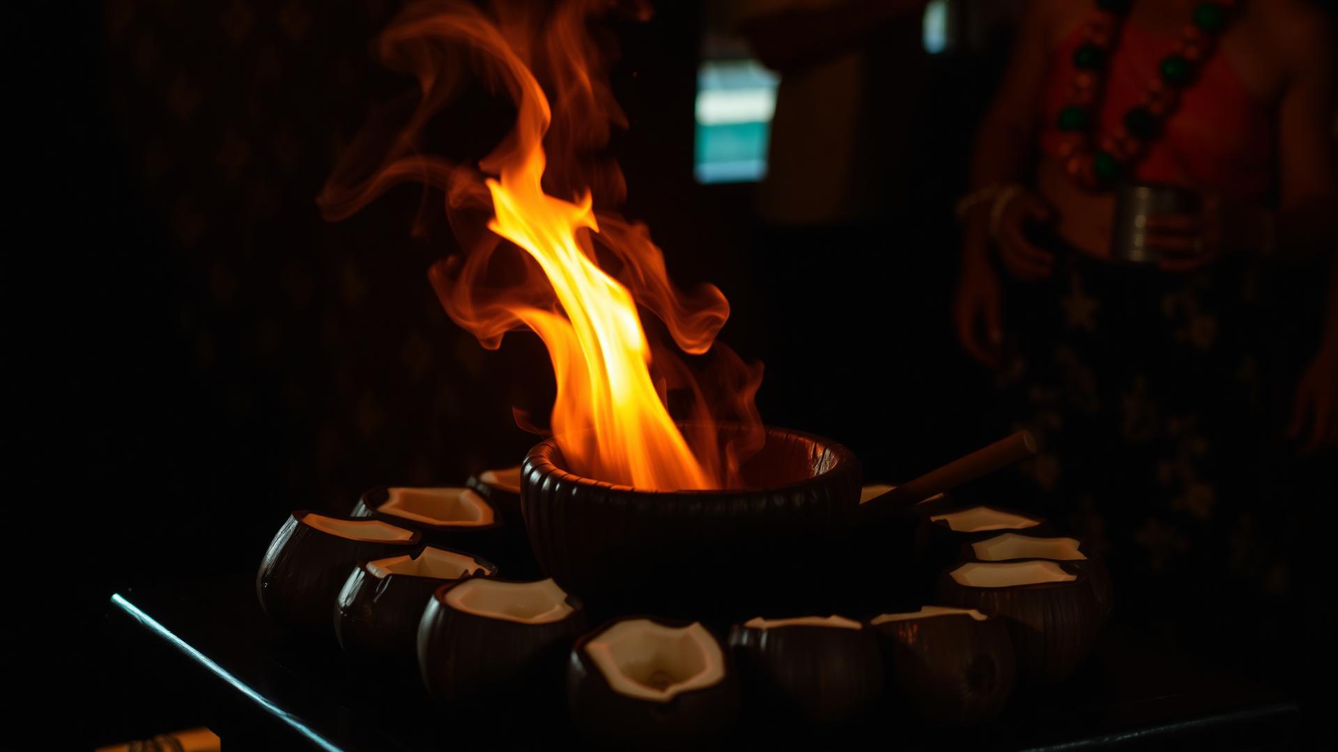Traditional kava ceremony bowls with warm amber lighting